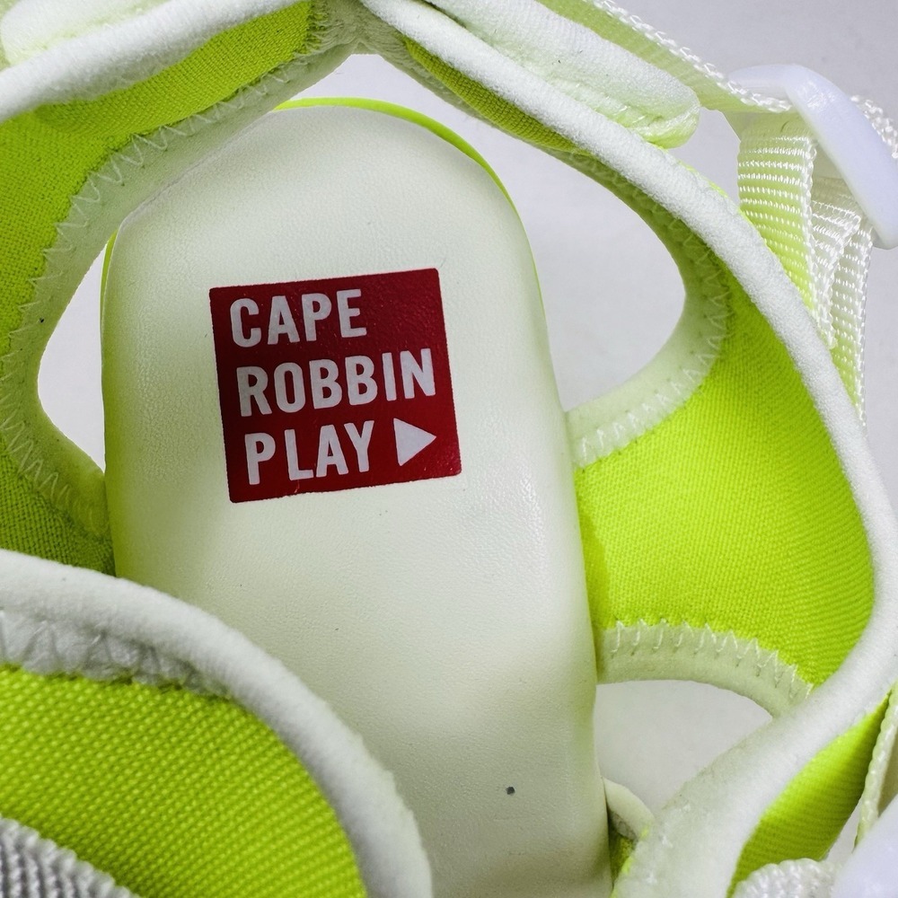 Cape Robbin Lemon Drop‎ Geometric White &Neon Yellow Platform Sandals Size 10 - Picture 7 of 11